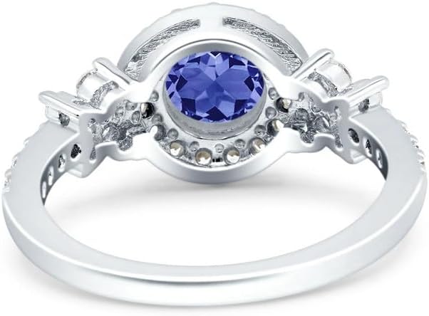 925 Sterling Silver 8.00 Mm Round Cut Natural Tanzanite Gemstone Silver Jewelry Women Engagement Ring - Image 3