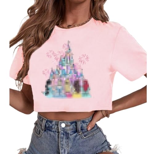 Image of Magical Crop Shirt for Women Magic Kingdom Princess Tshirt Funny Family Vacation Trip Tee Casual Holiday Top