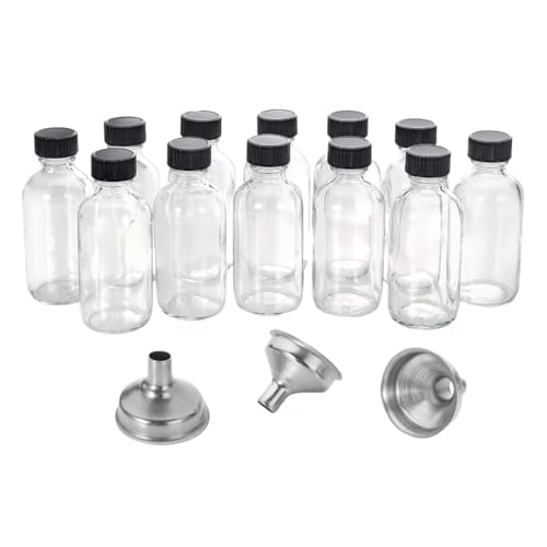 Zunetsutock Botellas de chupito de jengibre: frascos pequeños transparentes de 60 ml, herméticas seguras, diseño reutilizable de almacenamiento portátil | Saque los recipientes con embudos para