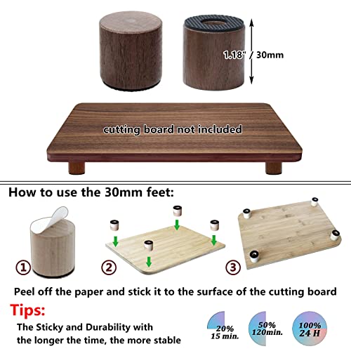Patas para tabla de cortar, madera nogal, antideslizantes miniatura 3