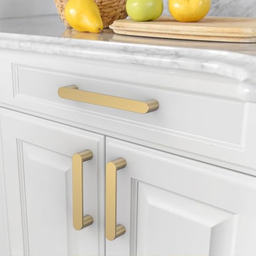 Image of Asidrama 5 Pack 5 Inch(128mm) Champagne Bronze Cabinet Pulls Heavy-Duty Solid Kitchen Cabinet Handles Champagne Gold Drawer Hardware for Bathrooms Cabinets