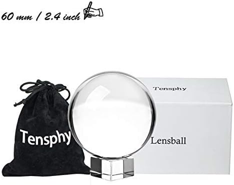 Tensphy K9 Crystal Ball with Stand Clear Art Decor K9 Crystal Prop for Photography Decoration