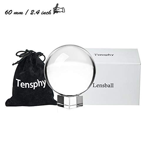 Tensphy K9 Crystal Ball with Stand Clear Art Decor K9 Crystal Prop for Photography Decoration