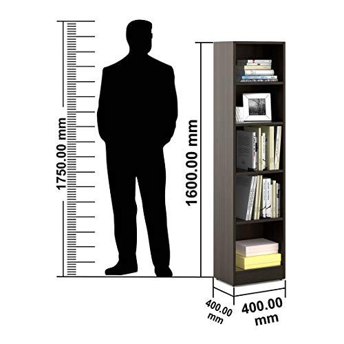 Image of Spacewood William Book Case | 3 Year Warranty |Book Shelf for Home Library, Book Stand Size, Size-1600 X 400 Engineered Wood, 5 Shelves - Fumed Oak