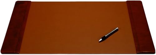 Dacasso Blotter de escritorio de cuero de lujo con rieles laterales para escribir, 22 x 14, marrón moca
