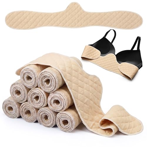 Image of Boyiee 9 Pcs Bra Liners for Sweat, Reusable Washable Under Breast Sweat Pads, 50% Cotton & 50% Polyester Fiber