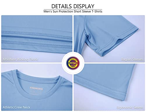 T-Shirts For Men Quick Dry Top Tee Rash Guards Running Shirt Dry Fit Lightweight Sun Shirts Gym Active T-Shirt Sky Blue #TOP3