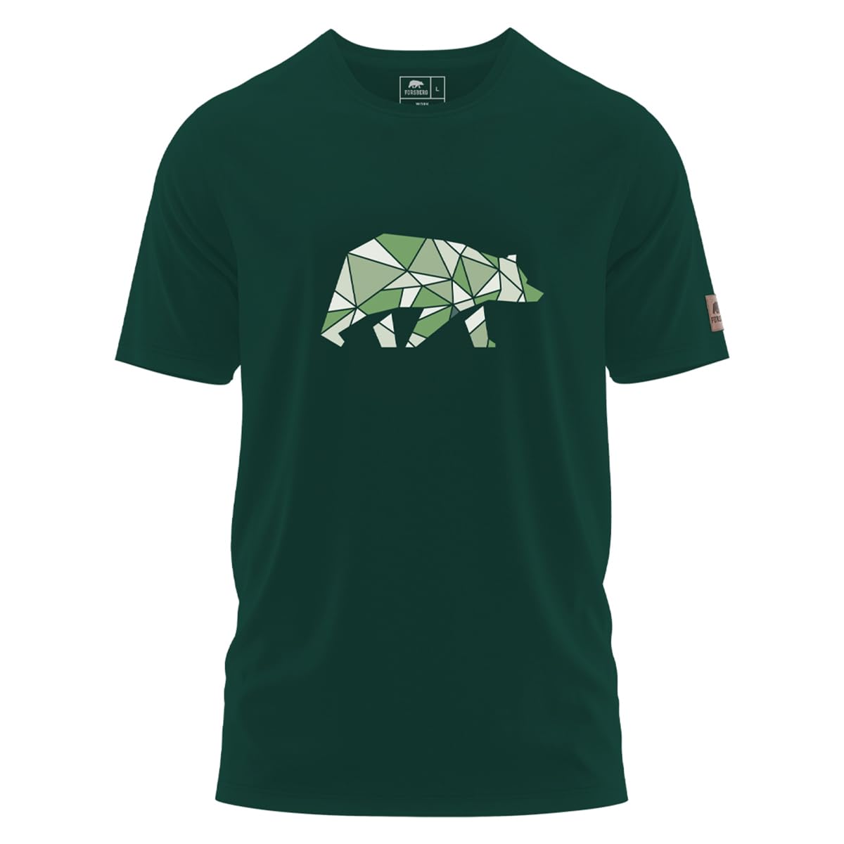 FORSBERG Espenson T-Shirt mit stylischem Bär Brustlogo Rundhals für Herren, Farbe:dunkelgrün, Größe:M
