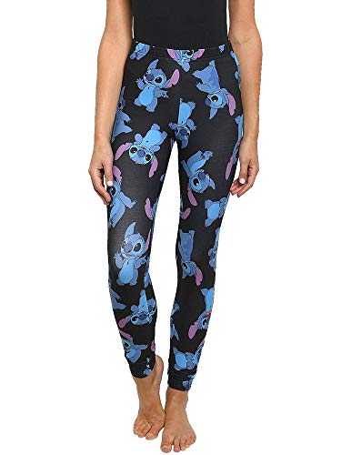 Leggings elásticos de Stitch negros con estampado integral de Disney para juniors