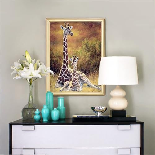 Broderie Diamant Peinture Girafe 80x120 pour Décoration Salon Modern
