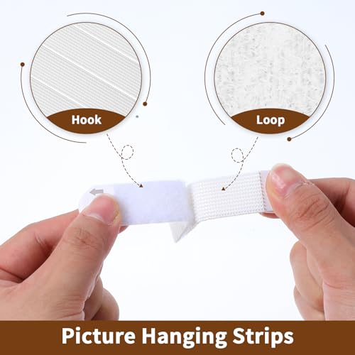 Image of Oruola 24pairs Hang Pictures on Wall Without Nails, Damage Free Hanging Strips,Hang on Wall Without Nails for Poster Picture ,Removable Damage Free Picture Hanging Strips