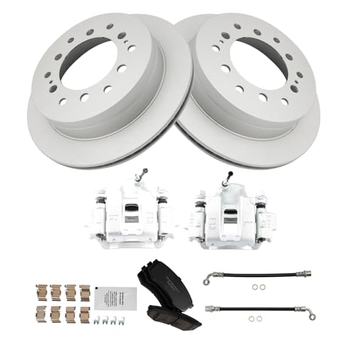 Image of TRQ Brake Pad & Rotor Kit Premium G-Coated Ceramic Compatible with 2003-2009 Toyota 4Runner 2007-2009 FJ Cruiser