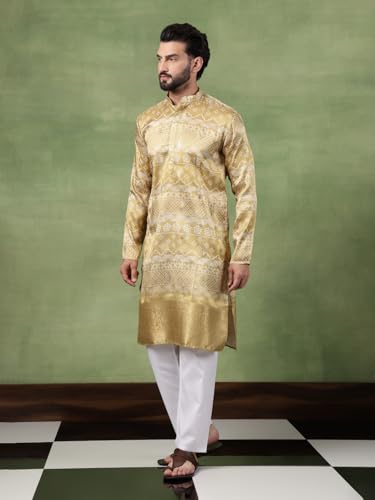 Image of SOJANYA (Since 1958 Men's Silk Banarasi Design Long Kurta