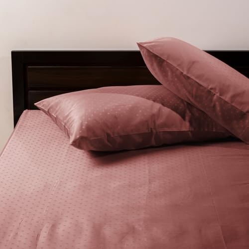Image of Blue Dahlia 100% Cotton, Standard Size Pillow Covers (18 inch x 28 inch), Set of 2 Pillow Covers, Silky Smooth Feel, 300TC Dotted Premium Pillow Covers, Colour: Soft Red
