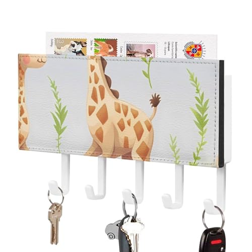 BVKWNTSA Giraffe Schlüsselbrett mit 5 Haken