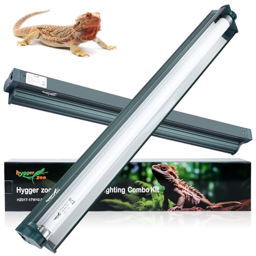 Image of T8 Reptile Light Fixture Combo Kit 17W Green Light 10.0 UVB Fluorescent Tube for Reptiles