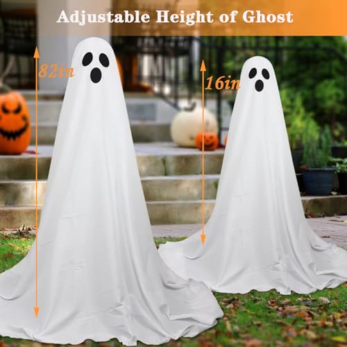 2Packs Halloween Decorations Outdoor, Ghost Decor with Remote Control LED Lights, Halloween Hanging Light Up Ghosts Decorations for Indoor Outdoor Front Yard Patio Lawn Garden Party Decor