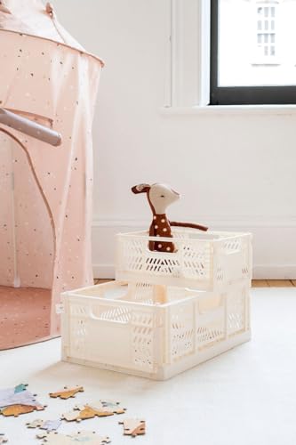 3 Sprouts - Cassette Pieghevoli In Plastica - Ideali Per Campeggio E Uso Domestico - Crema - 6