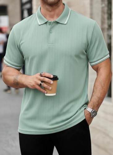 Image of Mack Jonney Men's Premium Jacquard Polo T-Shirt | Short Sleeve Soft Knit Fabric | Stylish Casual & Smart Wear Polo-M6907