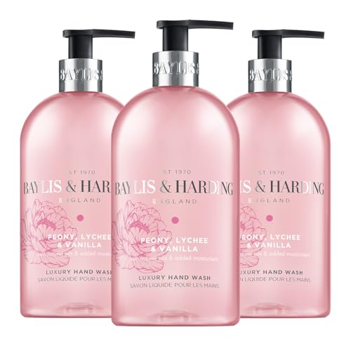 Baylis & Harding Signature Peony Lychee Vanilla Hand Wash 500ml (Pack of 3) - Vegan Friendly