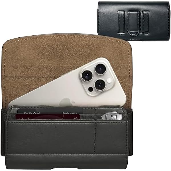 MyGadget Etui na pasek ze sztucznej skóry do smartfona [ 16,7 x 9 cm - Rozmiar L] - Torba na telefon np. Samsung Galaxy S9, Apple iPhone 11, 12 Pro - Czarny