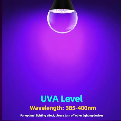 LED Black Light Bulb, UVA 385-400nm, A19 9W, E26 Base, Non-Dimmable, 6-Pack by Wivety - Used condition - Image 3