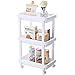 Aogist Rolling Storage Cart Organizer Shelf Rack Storage Tower Utility Cart for Kitchen Laundry Room Bathroom Office & Dresser (3-Tier, White)