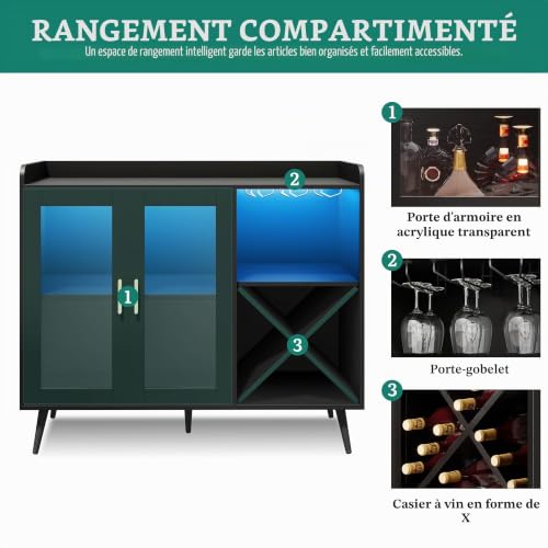 Buffet de cuisine chic avec porte en acrylique et bar YITAHOME - 8