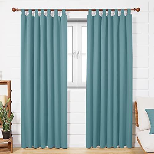 Deconovo Energy Saving Thermal Insulated Tab Top Blackout Curtains for Nursery 140x175cm Sky Blue ONE Pair - Image 3