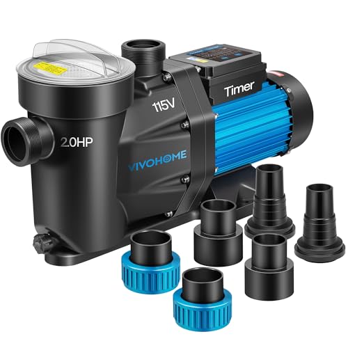 VIVOHOME Self Primming in/Above Ground Swimming Pool Pump w 1.25'' & 1.5' & 2.0'' Unions Energy...
