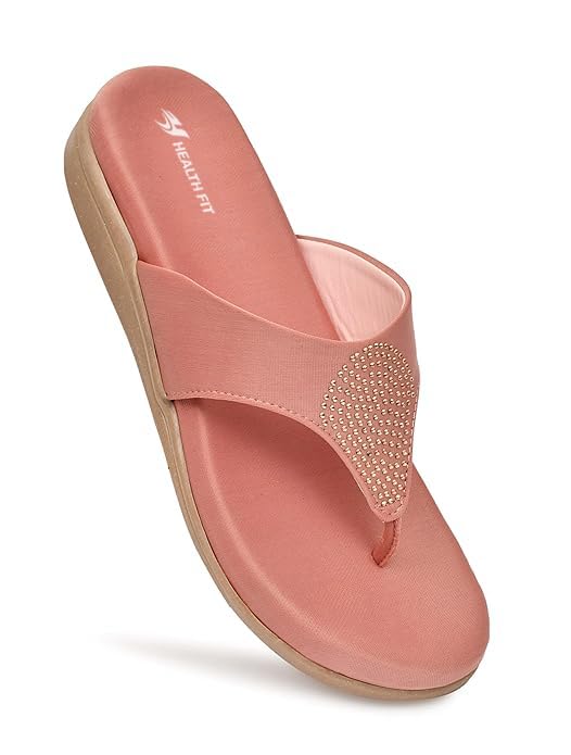 Image of HEALTH FIT EXTRA SOFT Women's Comfortable Memory Foam Doctor Slippers /Flip-Flops|Fashionable Casual & Stylish|Lightweight & Breathable|Outdoor Synthetic Casual Chappals Sandals Ladies & Girls HF21