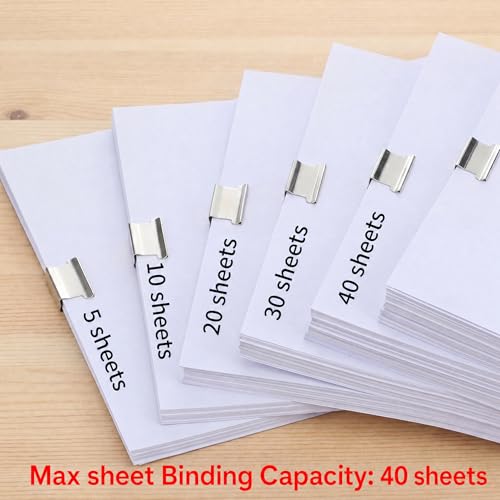 Image of Housoutil Portable Binder Clip Stapler, 2 Pack Mini Push Stapler Handheld, Mini Push Clamp Dispenser with Reusable 50PCS Colorful and 50PCS Silver Clip for Fixing Documents Home School Desk Office