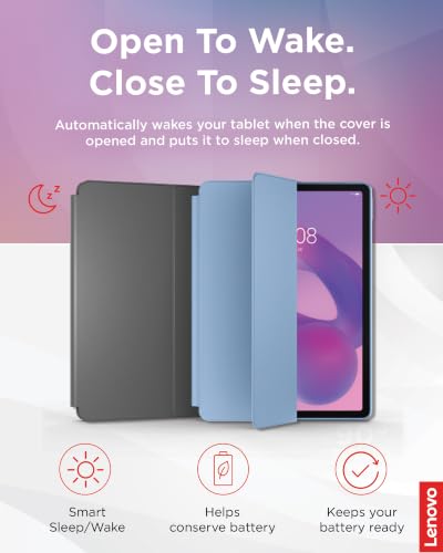 Image of Lenovo Folio Case for Idea Tab, Protective Tablet Cover with Built in Pen Holder, Sleep /Wake Function & Convertible Stand, PU Leather Case, Luna Grey