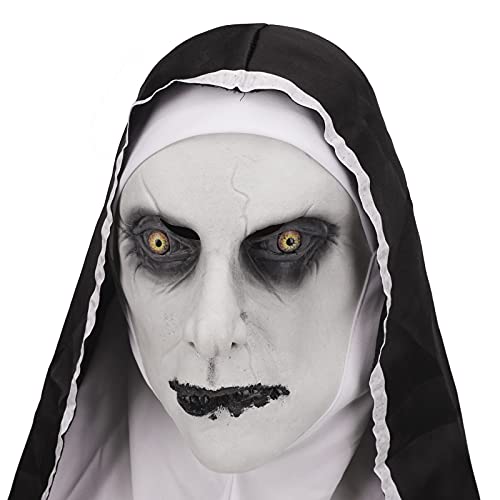 Clobeau N-M Nun Scary Latex Mask Halloween Party Town Cosplay Costume Full Head Creepy Mask Witch Mask Horrific Zombie Evil Clown Witch thumb #3