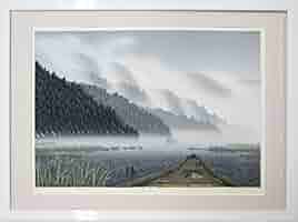 Amazon.co.jp: 宮本秋風『峰雲』木版画 ・風景画・【版画・絵画
