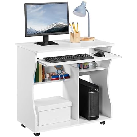 Yaheetech Movable Computer Office Desk with Wheels Cover
