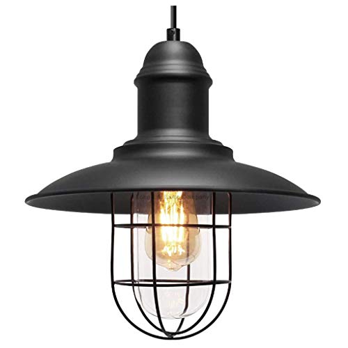 Lustre en fer chic pour bar et salon suspension moderne noire 30x30 cm