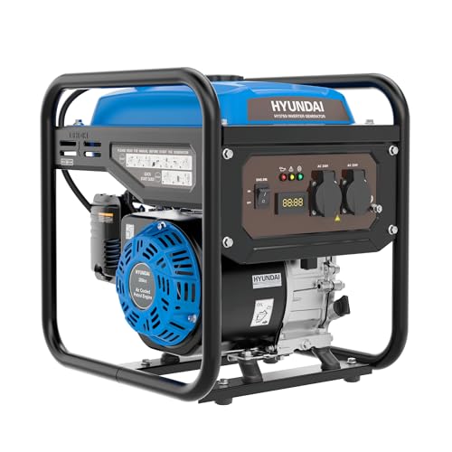 Hyundai 3.3kW / 3300W Petrol Open Frame Inverter Generator Recoil Start 3.0kW Continuous 7.5L Long-Run Tank Pure Sine Wave