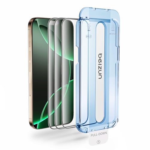 Image of Beizun for iPhone 15 Pro Screen Protector 3-Pack: 9H Military Tempered Glass, Easy Installation, Anti-Glare Full Coverage, Anti-Fingerprint