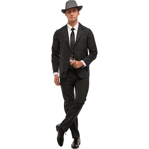Wizland Gangster Costume Men,Adams Family Costumes Adult,Roaring 20s Outfit for