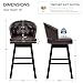 UDAX Swivel Bar Stools of 2, 28inch Upholstered PU Leather Barstools with Back,Modern Counter Height Bar Stool Chairs for Kitchen Island, Wood Legs,Brown