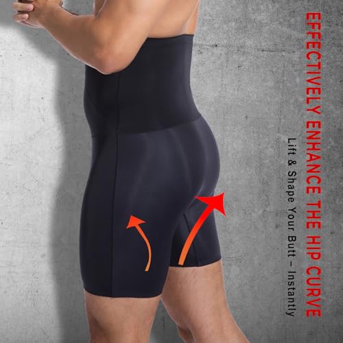Mens Shapewear Tummy Control Boxer Briefs Compression Shorts Slimming Body Shaper, High-Waisted, Long-Legs3