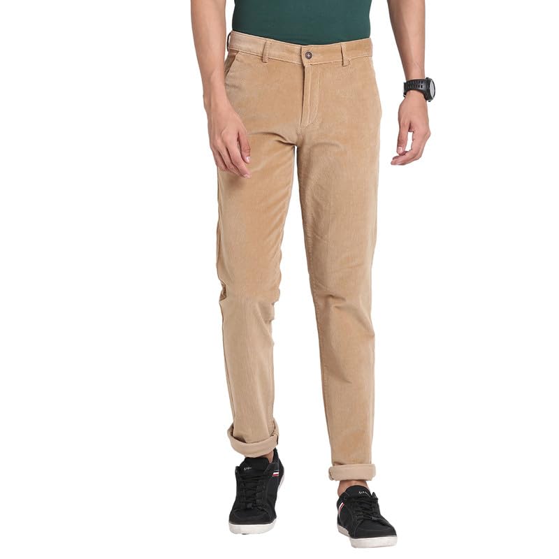 Pantalon en velours côtelé marron Turtle pour homme coupe ultra slim taille 40