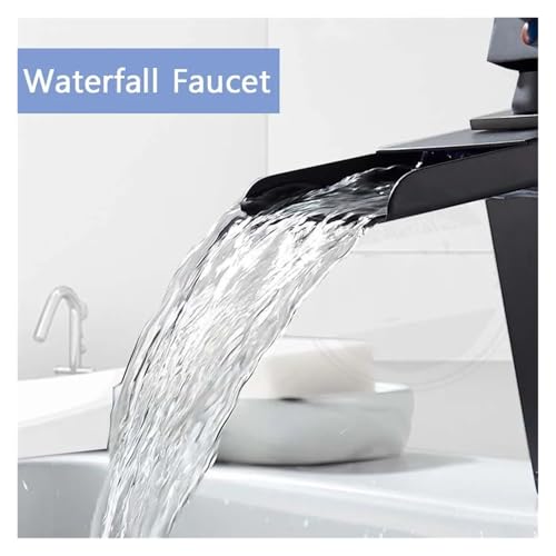 Robinet de cascade pour salle de bain mitigeur noir en acier inoxydable - 3