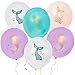 36 Count Latex Mermaid Balloons Aqua Light Purple Dark Purple and White Print For Baby Shower Birthday Party Favor Supplies Decorations 12 Inch by Gift Boutique