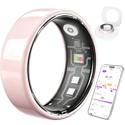 Image of Smart Ring for Women & Men, Fitness Ring with Heart Rate, Sleep Monitor & Stress, IP68 Waterproof Sleep Ring, No APP Subscription (Pink Ceramic, #12)