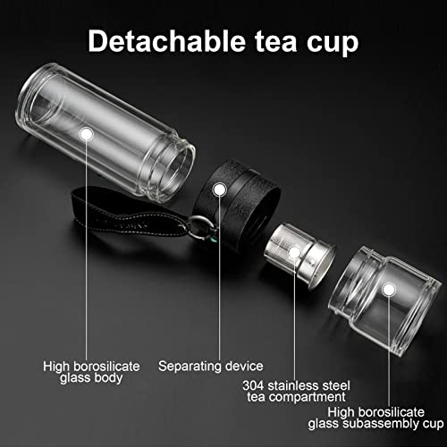 Natudeco Tea Infuser Water Bottle Double Walled Glass Tea Separation Bottle Portable Travel Water Flask Sports Leak Proof Fruit Infuser Mug for Home Office Outdoor - Image 3