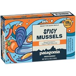Patagonia Provisions - Spicy Mussels in Extra Virgin Olive Oil | Responsibly sourced | 18g Protein & Gluten Free