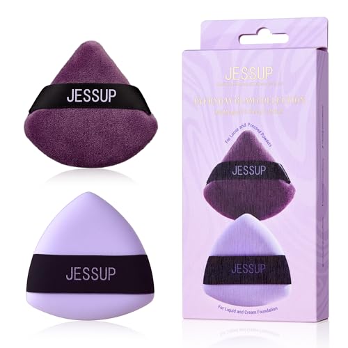Jessup Powder Puff 2pcs Triangle Powder Puff Soft for Foundation Setting and Baking Reusable Washable Purple SP018