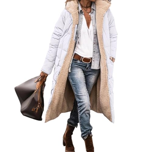 Veste long parka à capuche chaud doublure peluche manches longues
